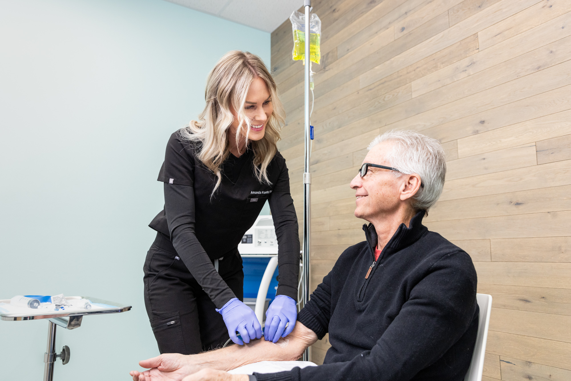 Patient receiving IV therapy at Iowa Wellness Center in North Liberty, Iowa